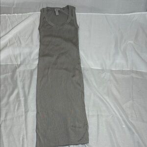 H&M Ribbed Sleeveless Dress in Gray